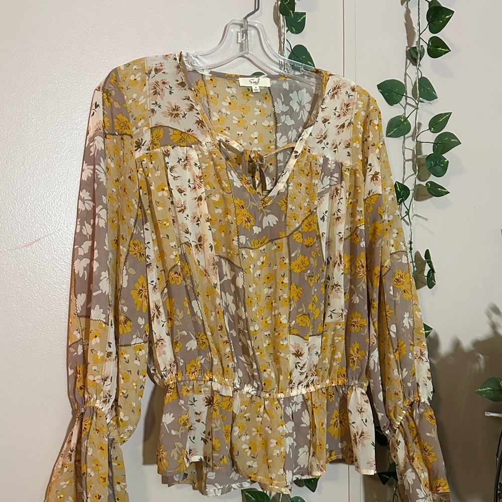 Floral Boho Blouse - Yellow and Cream